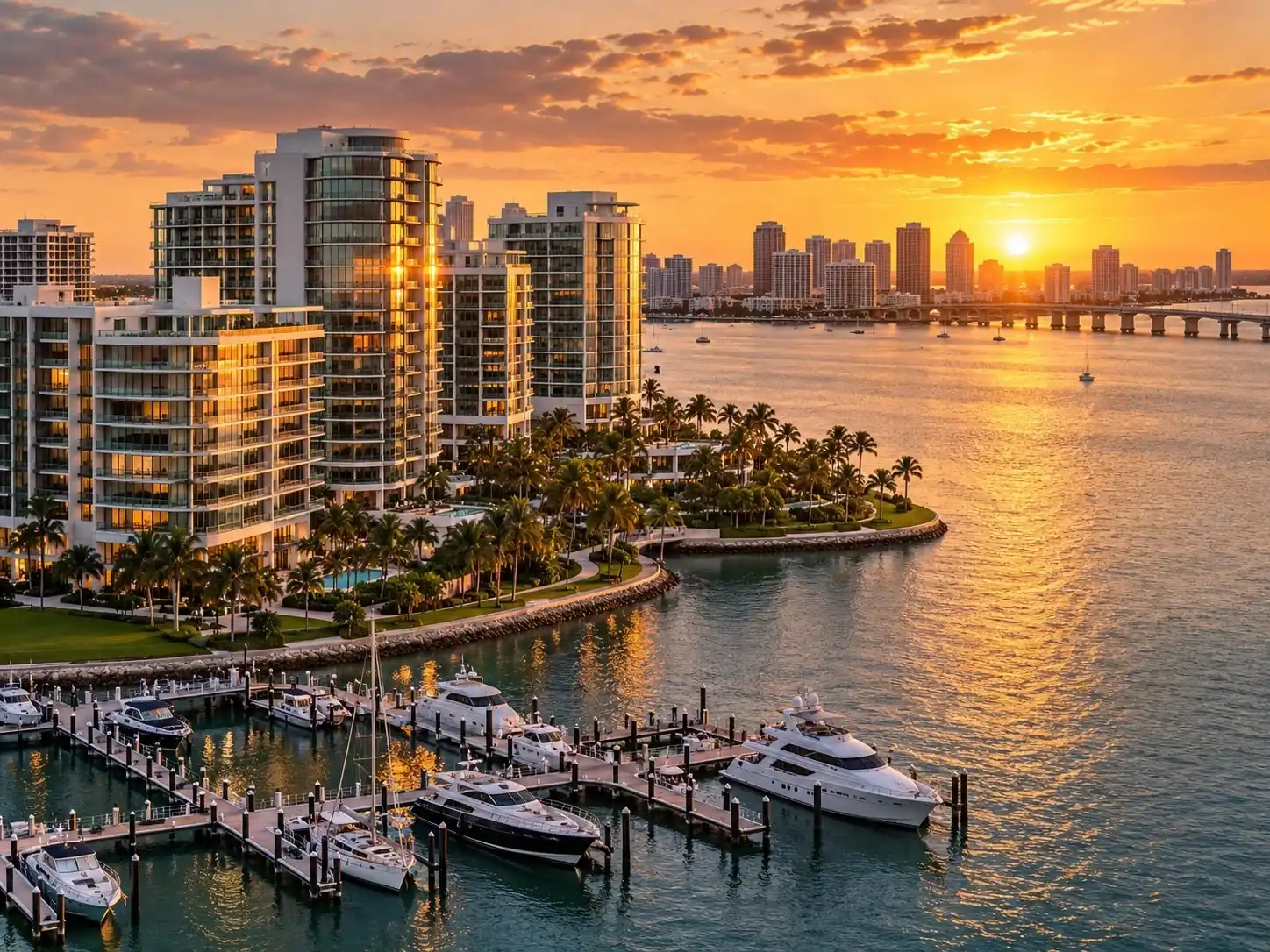 Waterfront condos and marina views at Golden Gate Point, Sarasota