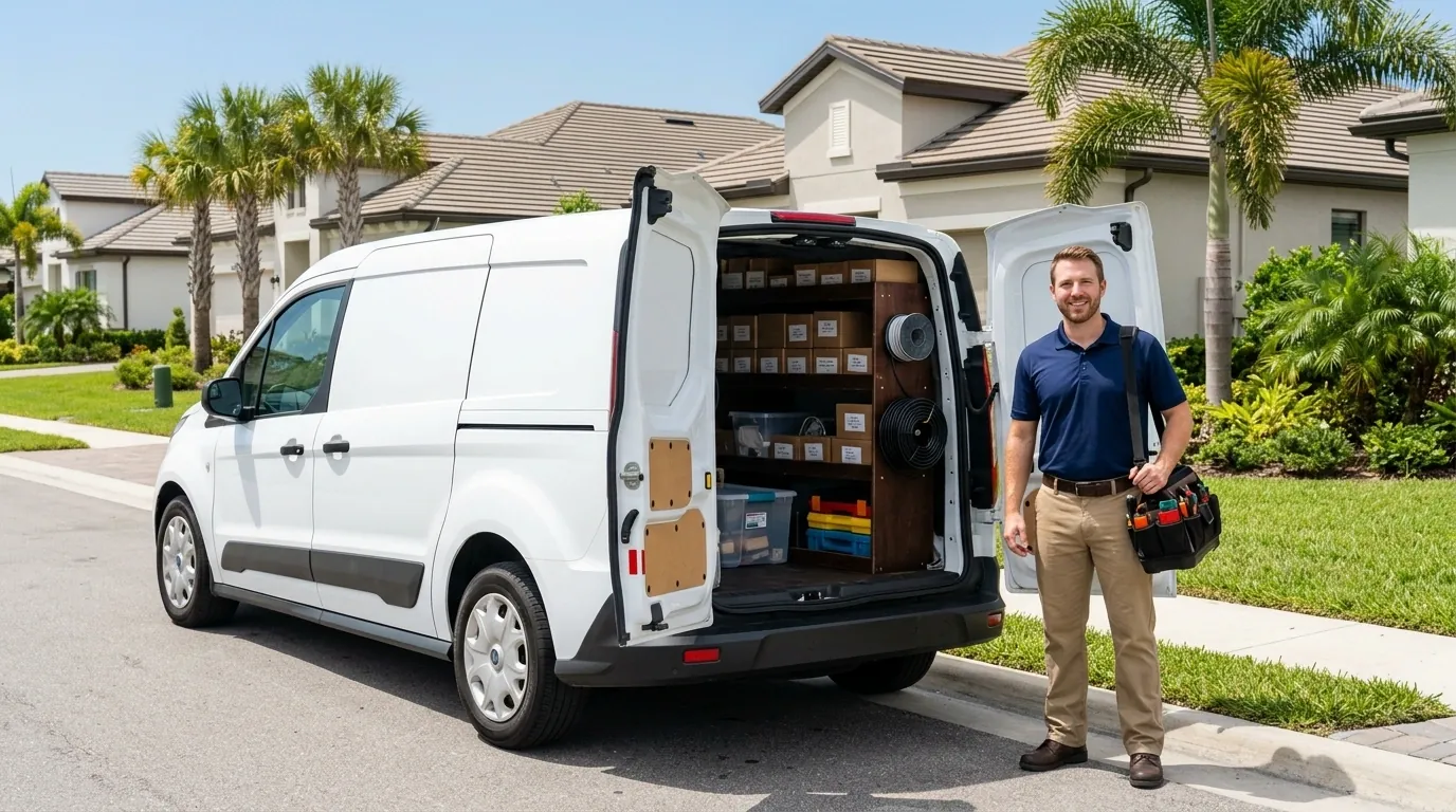 Service van at a Lakewood Ranch village entrance
