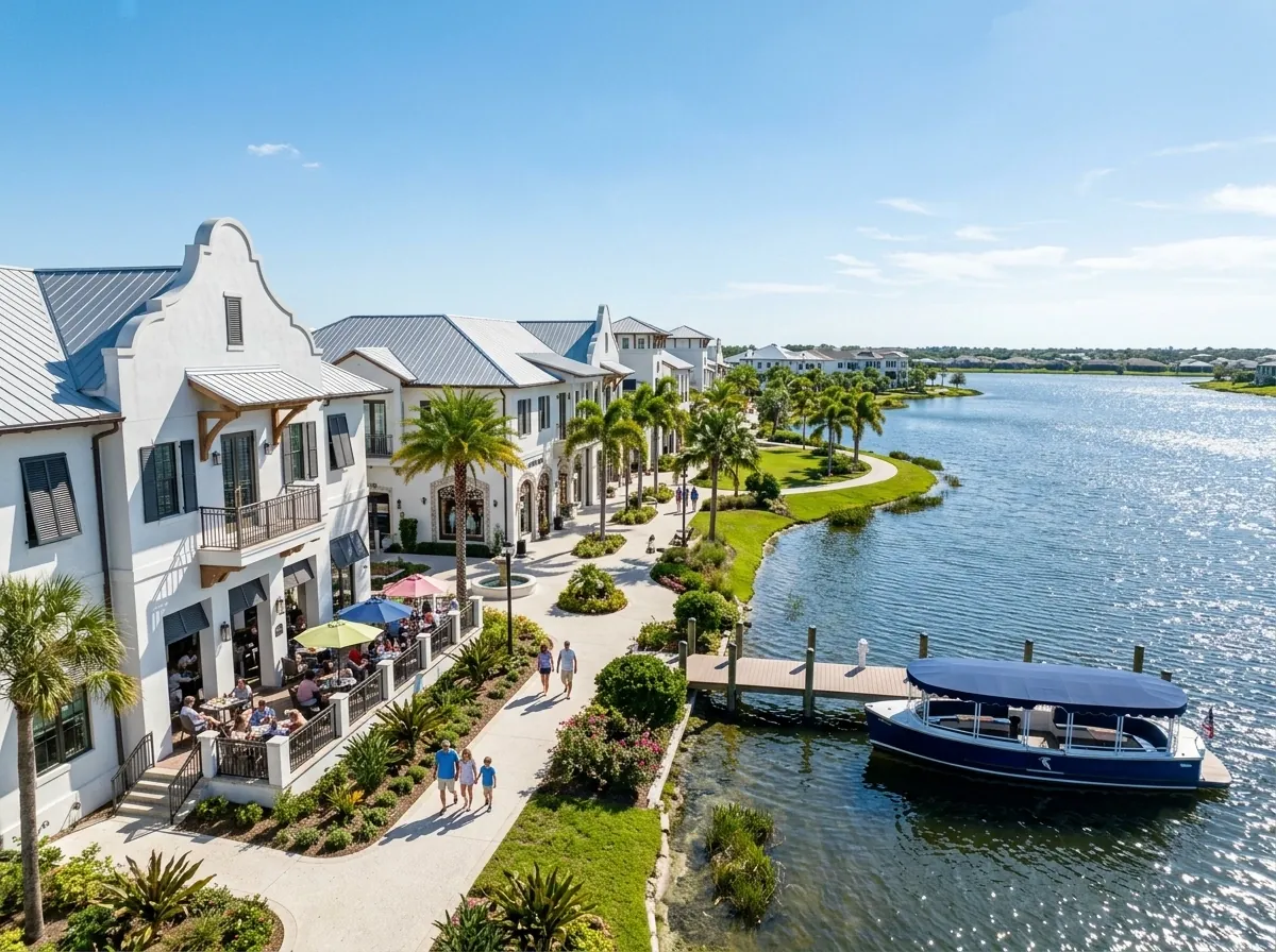 Modern lakeside village homes in Waterside, Lakewood Ranch