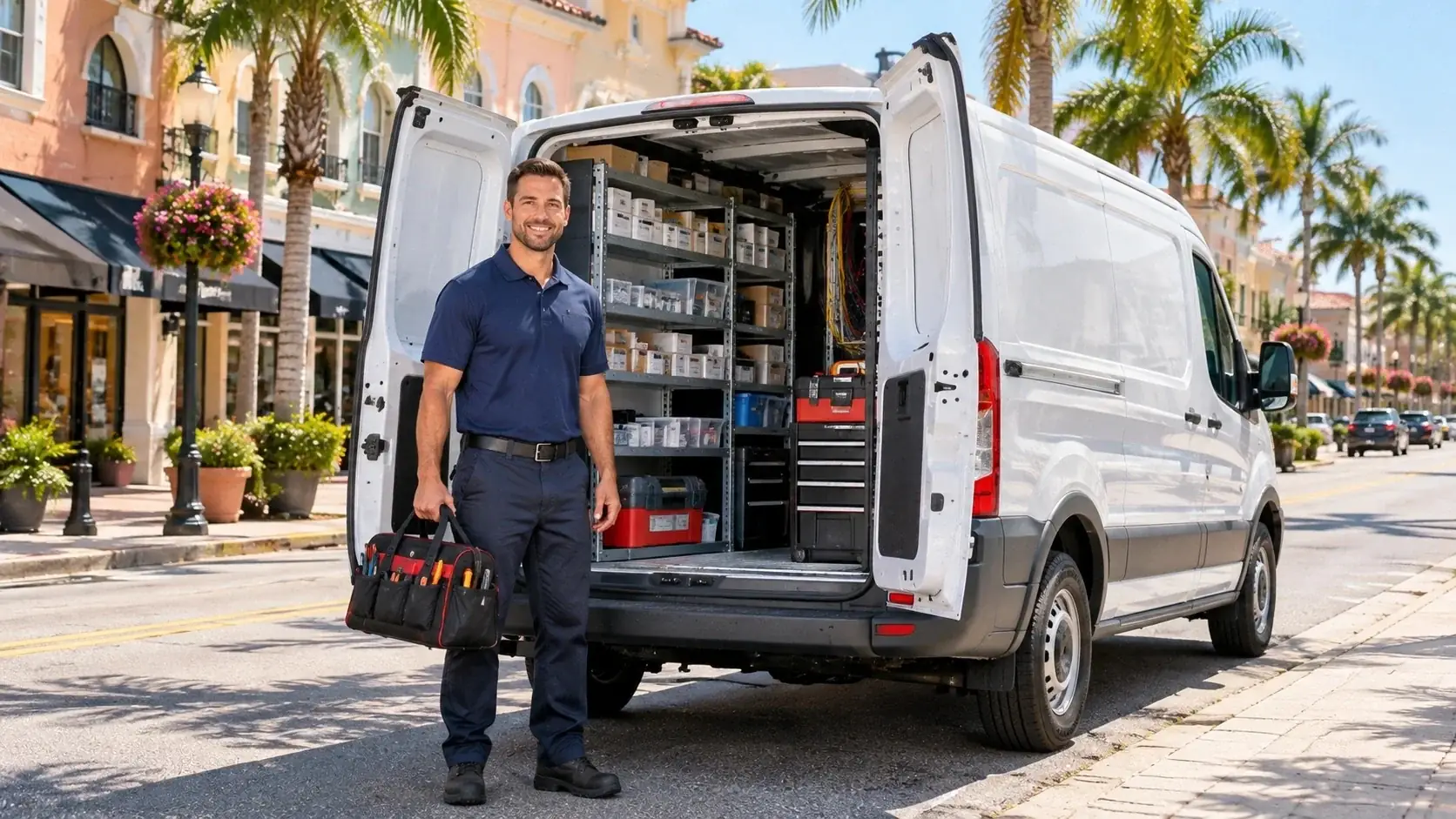 Service van parked on Venice Island